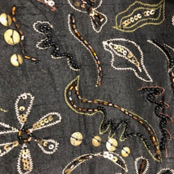 Laura Ashley Beaded Embroidered Silk Blend Jacket Petite Medium Black - Picture 3 of 11